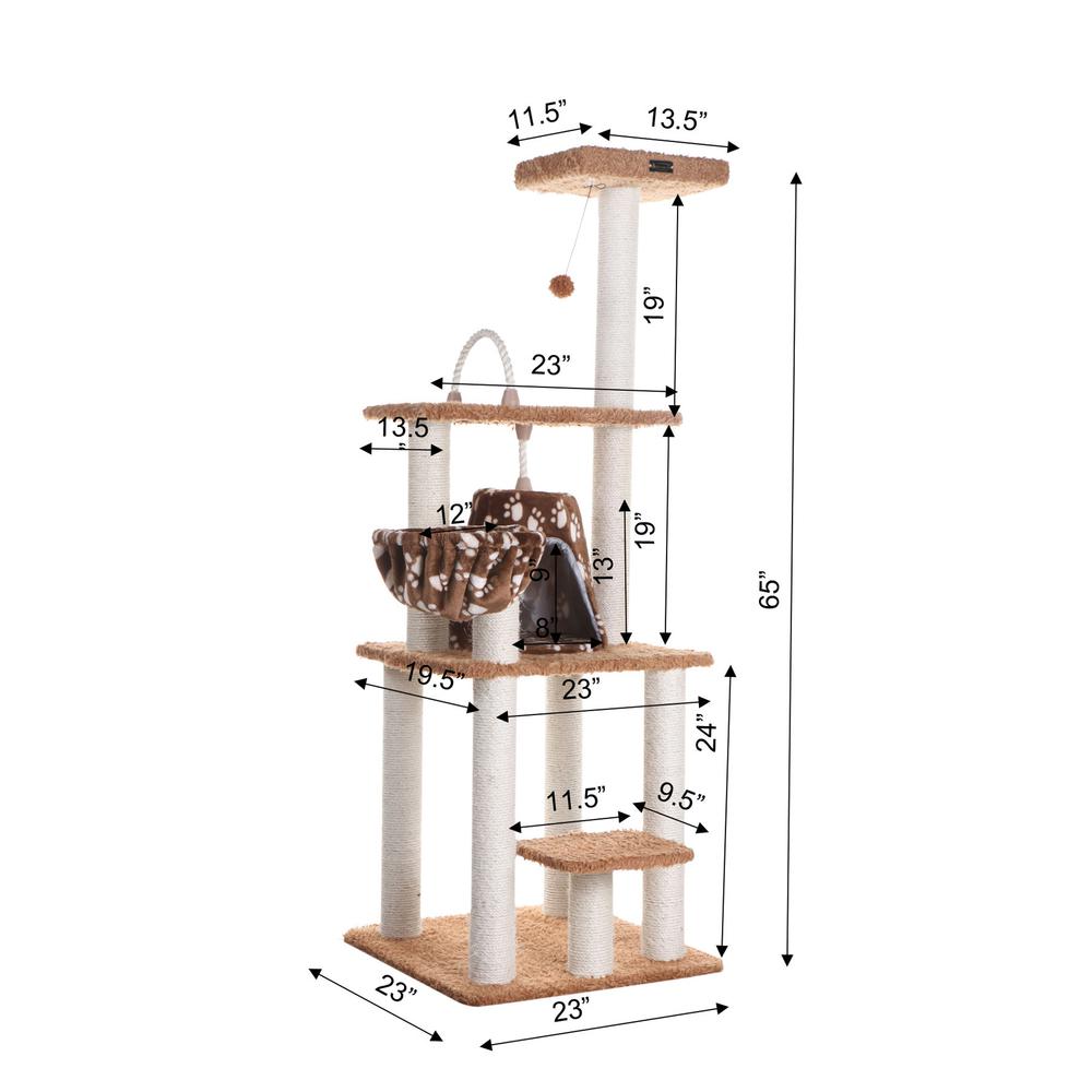 Armarkat Brown Carpet Real Wood Cat Furniture, Pressed Wood Kitty Tower, A6403. Picture 7