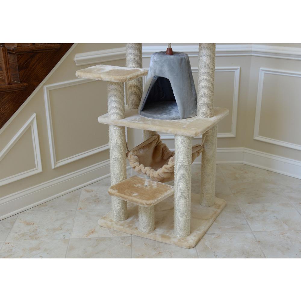 Armarkat 65" Real Wood Cat Tree With Sisal Rope, Hammock, soft-side playhouse A6501. Picture 8