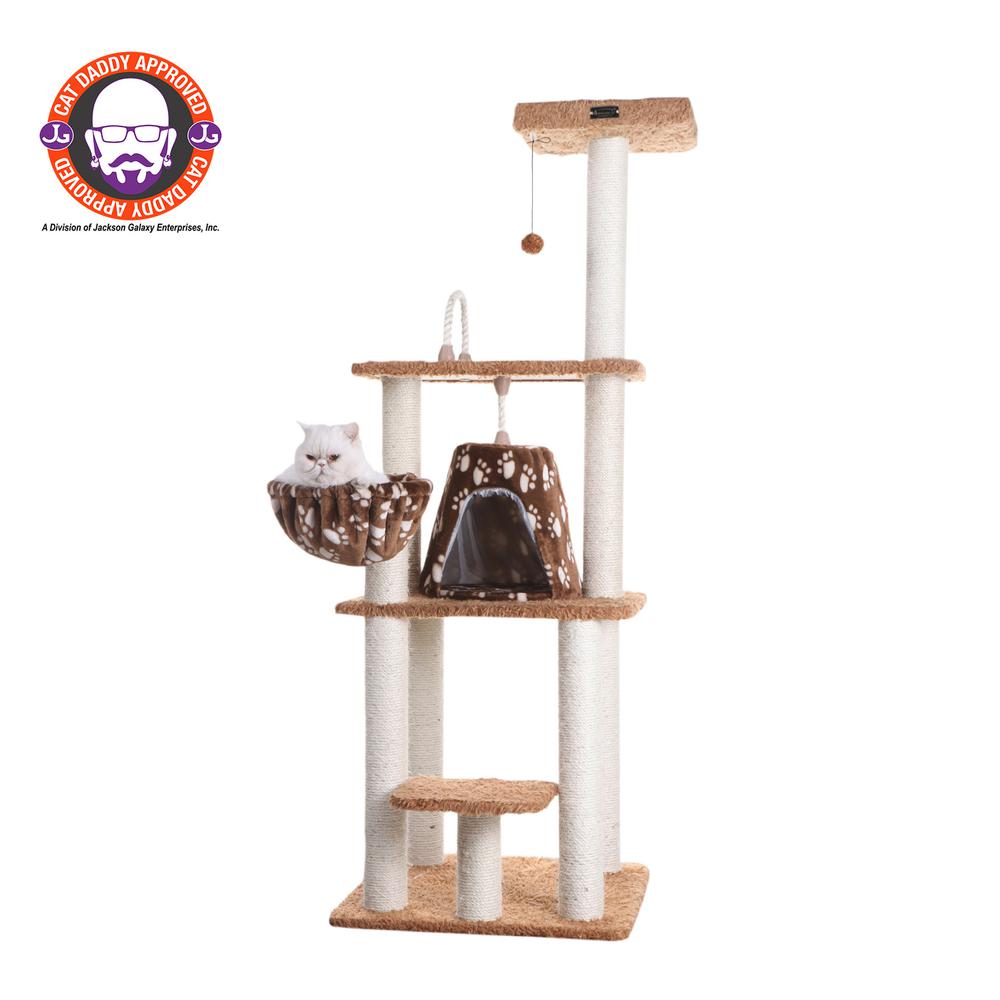 Armarkat Brown Carpet Real Wood Cat Furniture, Pressed Wood Kitty Tower, A6403. Picture 1
