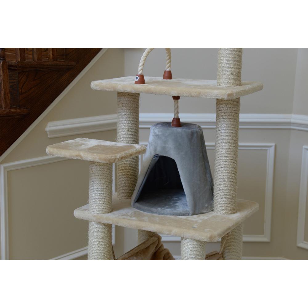 Armarkat 65" Real Wood Cat Tree With Sisal Rope, Hammock, soft-side playhouse A6501. Picture 7