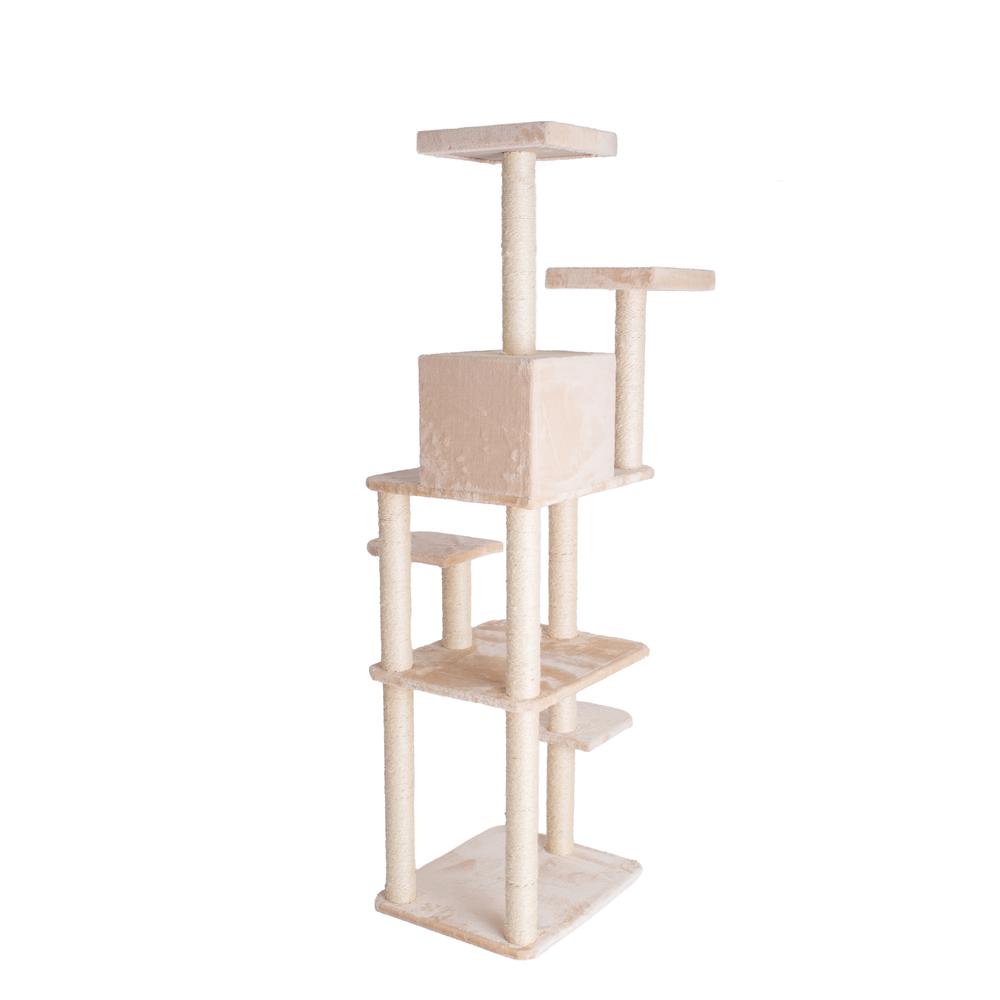 GleePet GP78740821 74-Inch Real Wood Cat Tree With Seven Levels, Beige. Picture 3