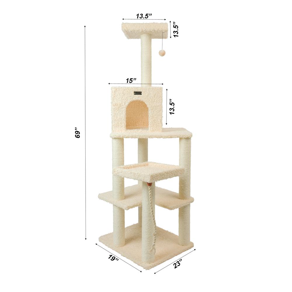 Armarkat Real Wood Cat Tower, Ultra thick Faux Fur Covered Cat Condo House A6902, Beige. Picture 10