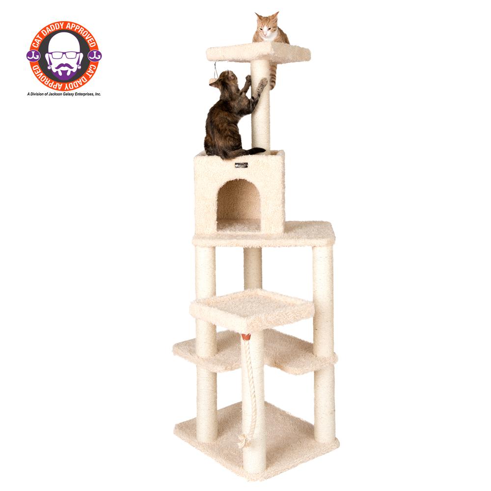 Armarkat Real Wood Cat Tower, Ultra thick Faux Fur Covered Cat Condo House A6902, Beige. Picture 2