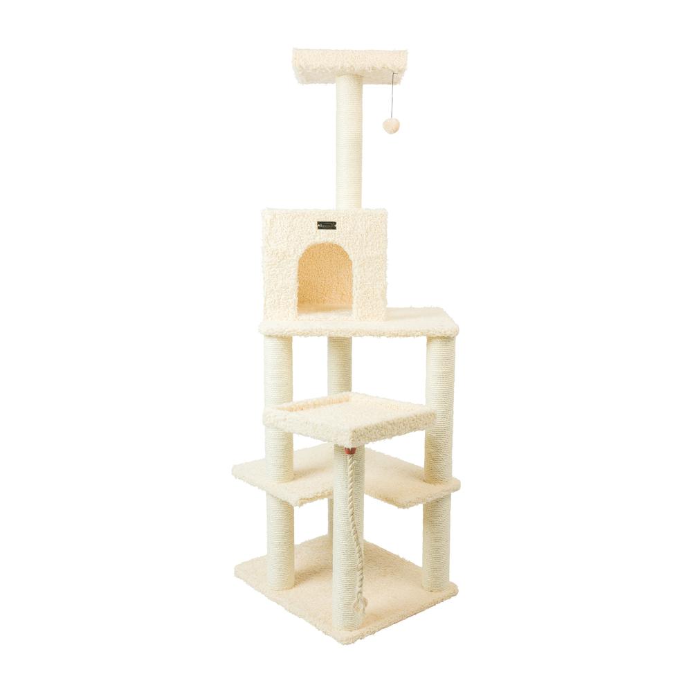 Armarkat Real Wood Cat Tower, Ultra thick Faux Fur Covered Cat Condo House A6902, Beige. Picture 3