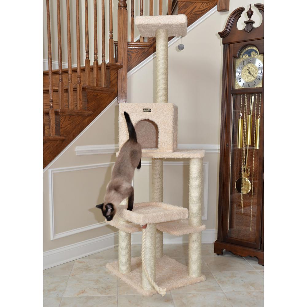 Armarkat Real Wood Cat Tower, Ultra thick Faux Fur Covered Cat Condo House A6902, Beige. Picture 4