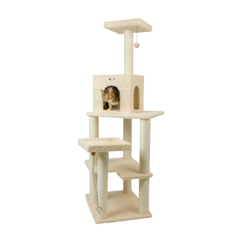 Armarkat Real Wood Cat Tower, Ultra thick Faux Fur Covered Cat Condo House A6902, Beige. Picture 5