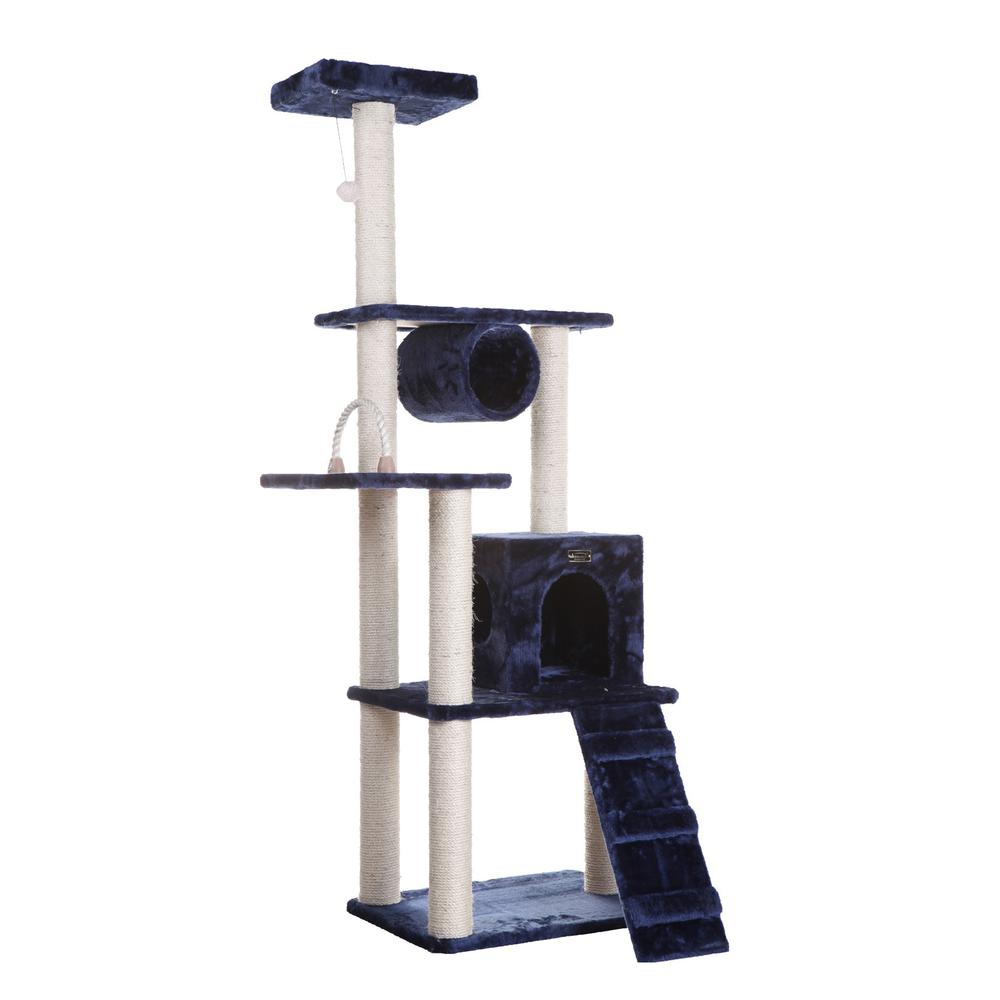 Armarkat 71" Navy Real Wood Cat ClimbIng Tower, Cat Scratching Furniture, A7101. Picture 8