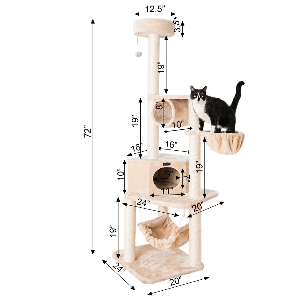 Armarkat 72" H Pet Real Wood Cat Tower, Tower EntertaInment Furniture With Lounge Basket, Perch, A7204. Picture 9