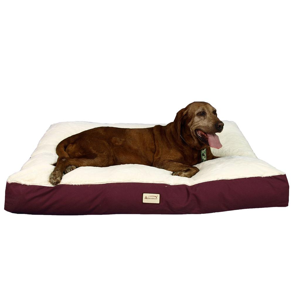 Armarkat Model M02HJH/MB-XXL Double Extra Large Pet Bed Mat with Poly Fill Cushion in Ivory & Burgundy. Picture 1