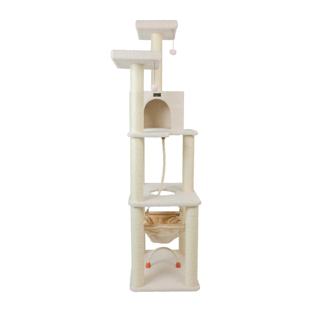 Armarkat B7301 Classic Real Wood Cat Tree In Ivory, Jackson Galaxy Approved, Four Levels With Rope SwIng, Hammock, Condo, and Perch. Picture 10