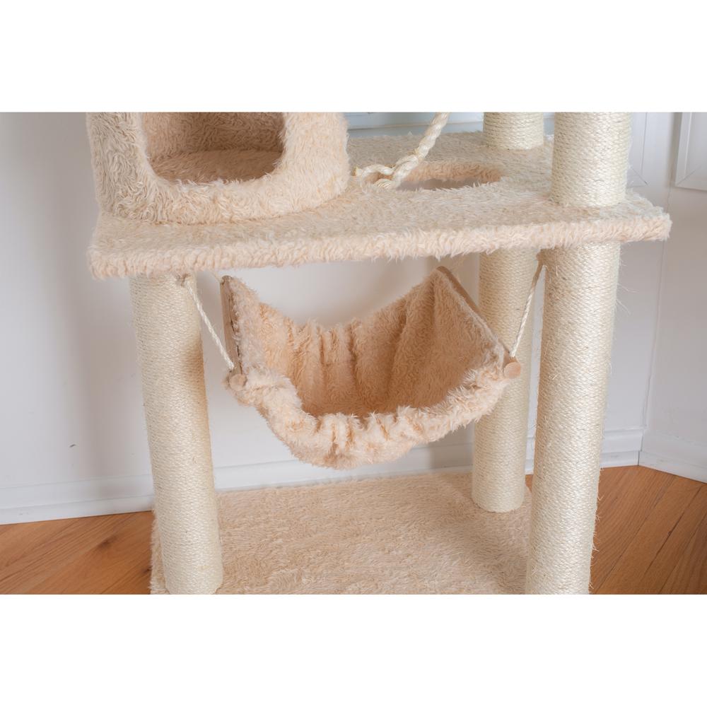 Armarkat 70" Real Wood Cat Furniture,Ultra thick Faux Fur Covered Cat Condo House A7005, Beige. Picture 5