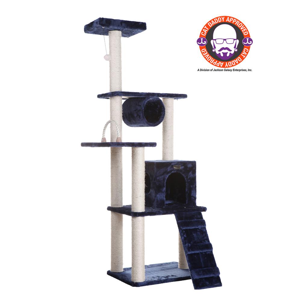 Armarkat 71" Navy Real Wood Cat ClimbIng Tower, Cat Scratching Furniture, A7101. Picture 1