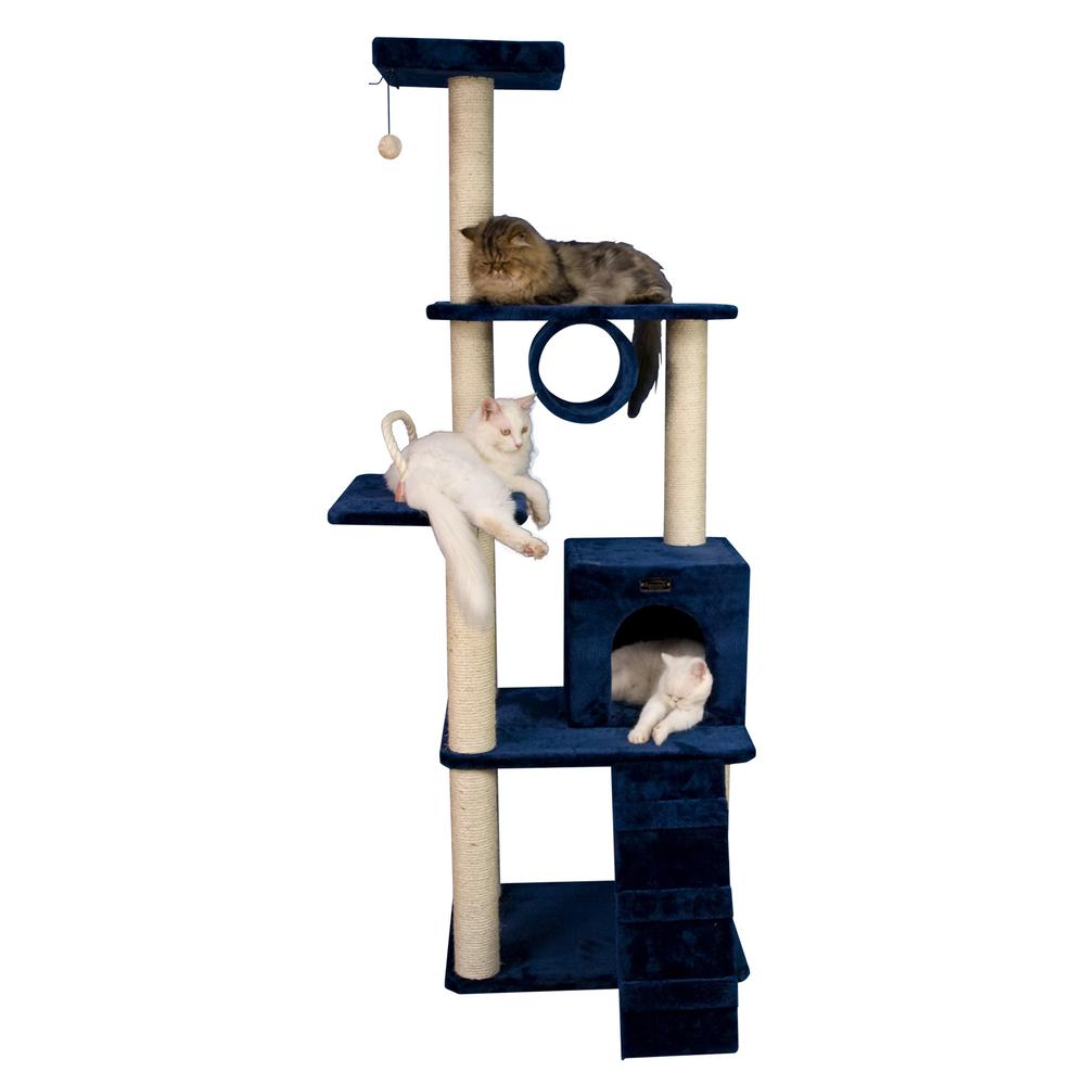 Armarkat 71" Navy Real Wood Cat ClimbIng Tower, Cat Scratching Furniture, A7101. Picture 2