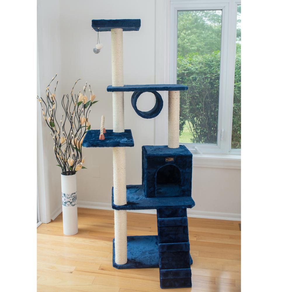 Armarkat 71" Navy Real Wood Cat ClimbIng Tower, Cat Scratching Furniture, A7101. Picture 3