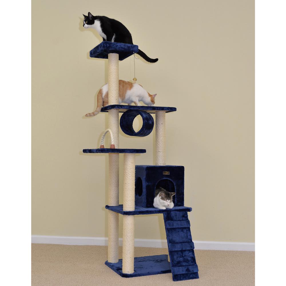 Armarkat 71" Navy Real Wood Cat ClimbIng Tower, Cat Scratching Furniture, A7101. Picture 4