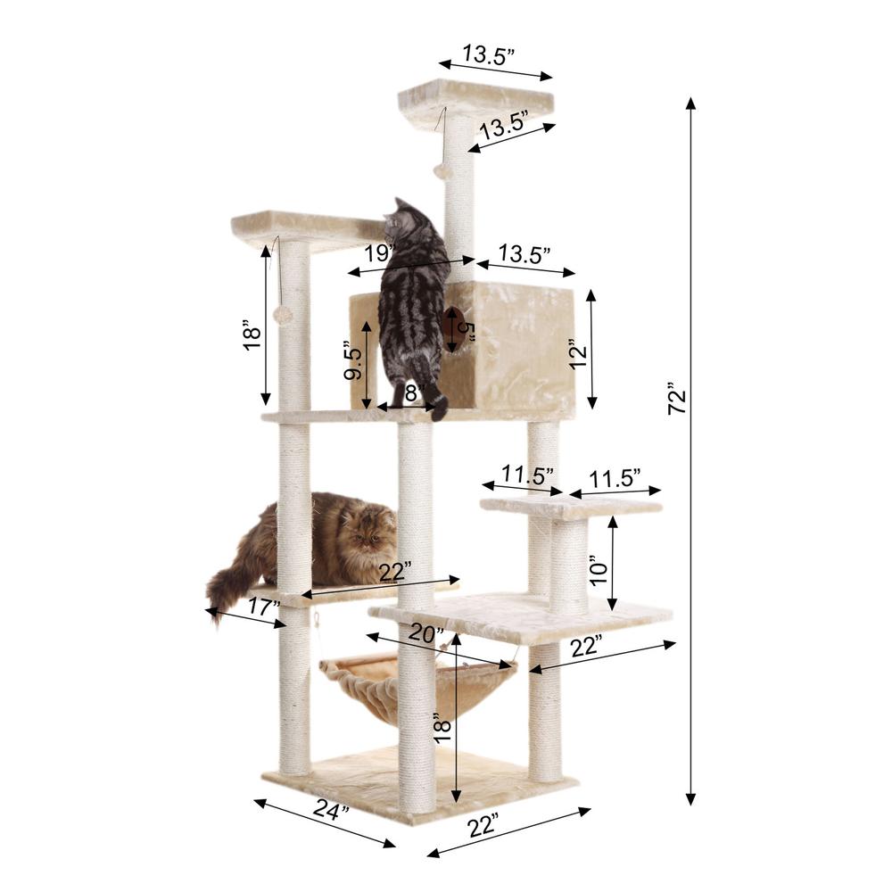 Armarkat 72" Beige Real Wood Cat Tree With Spacious Condo, SratchIng Post A7202. Picture 7