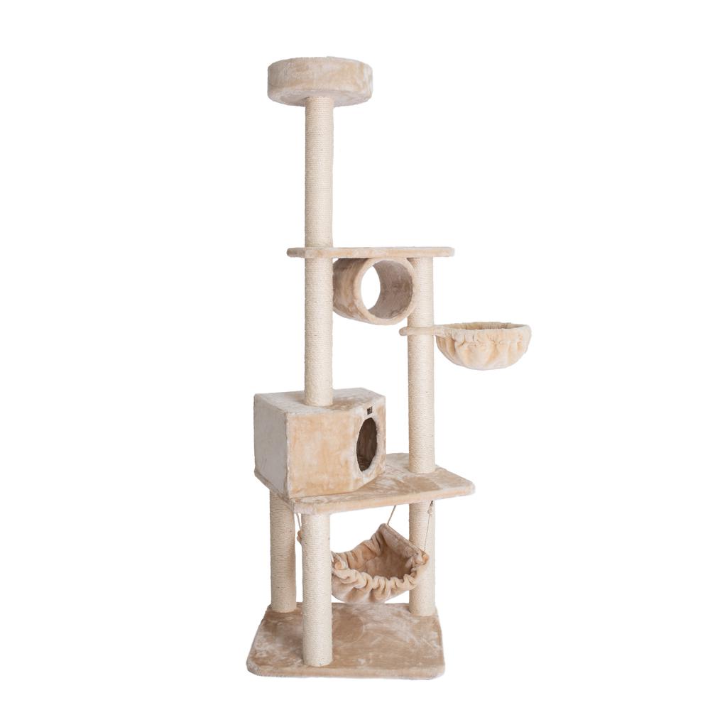 Armarkat 72" H Pet Real Wood Cat Tower, Tower EntertaInment Furniture With Lounge Basket, Perch, A7204. Picture 8