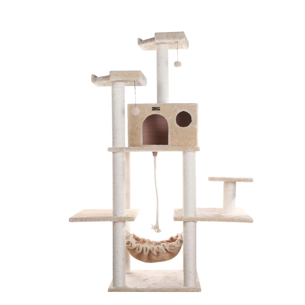 Armarkat 72" Beige Real Wood Cat Tree With Spacious Condo, SratchIng Post A7202. Picture 2