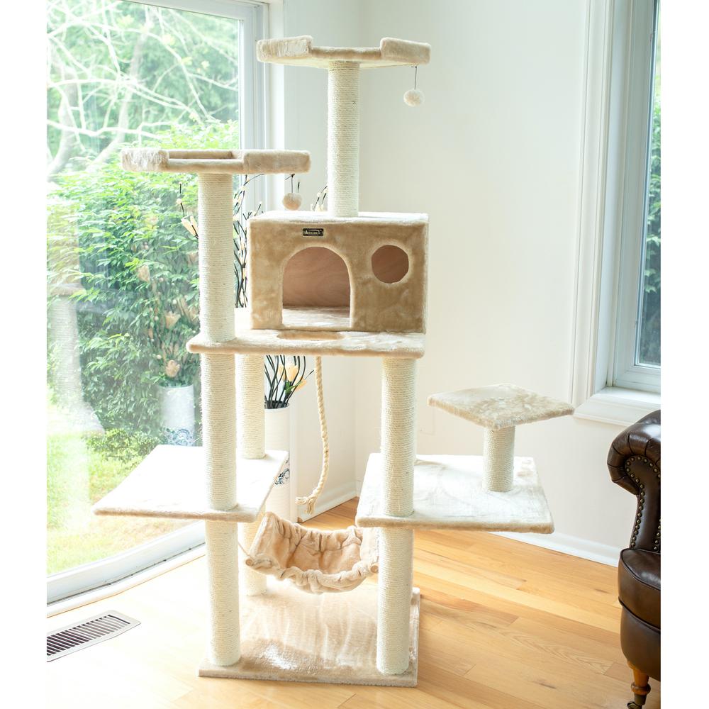 Armarkat 72" Beige Real Wood Cat Tree With Spacious Condo, SratchIng Post A7202. Picture 3