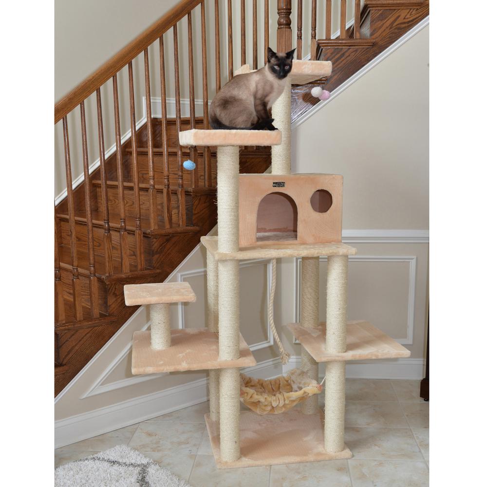 Armarkat 72" Beige Real Wood Cat Tree With Spacious Condo, SratchIng Post A7202. Picture 4