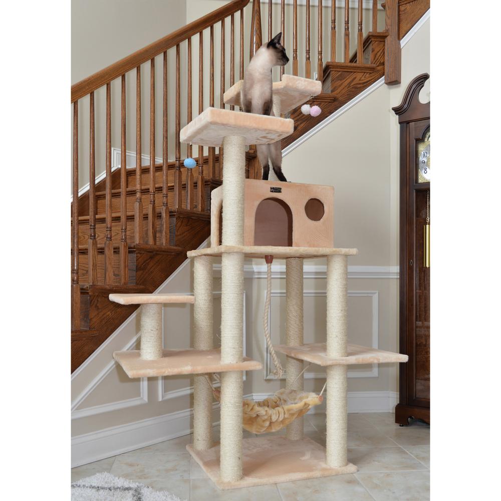 Armarkat 72" Beige Real Wood Cat Tree With Spacious Condo, SratchIng Post A7202. Picture 5