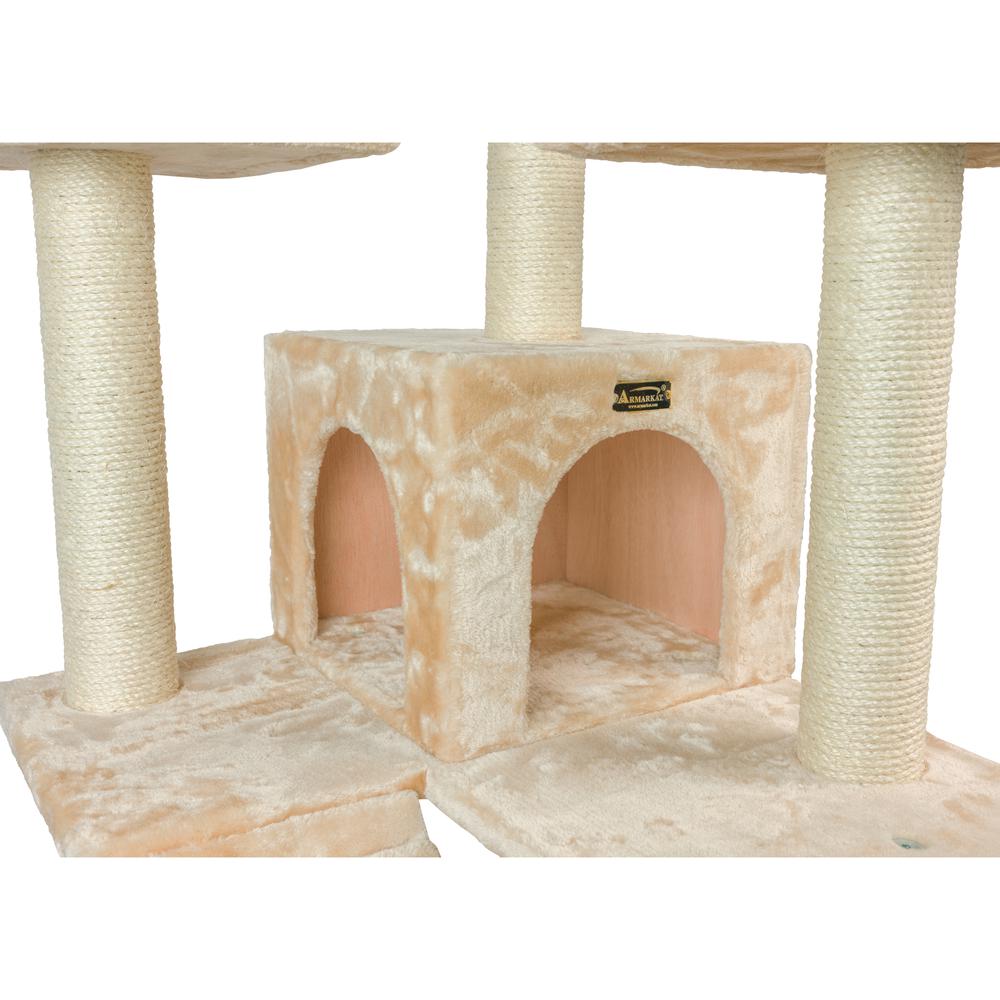 Armarkat 74" Multi-Level Real Wood Cat Tree Large Cat Play Furniture With SratchhIng Posts, Large Playforms, A7401 Beige. Picture 9