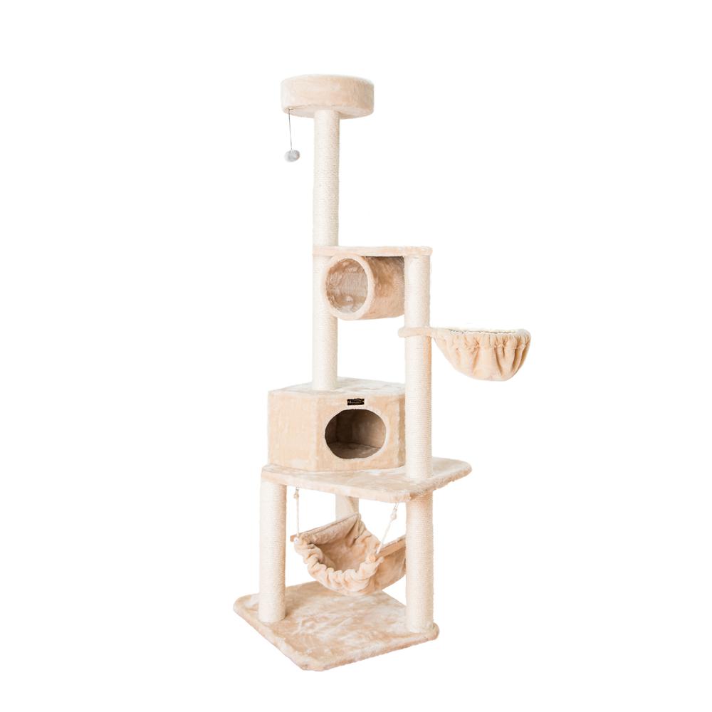 Armarkat 72" H Pet Real Wood Cat Tower, Tower EntertaInment Furniture With Lounge Basket, Perch, A7204. Picture 2