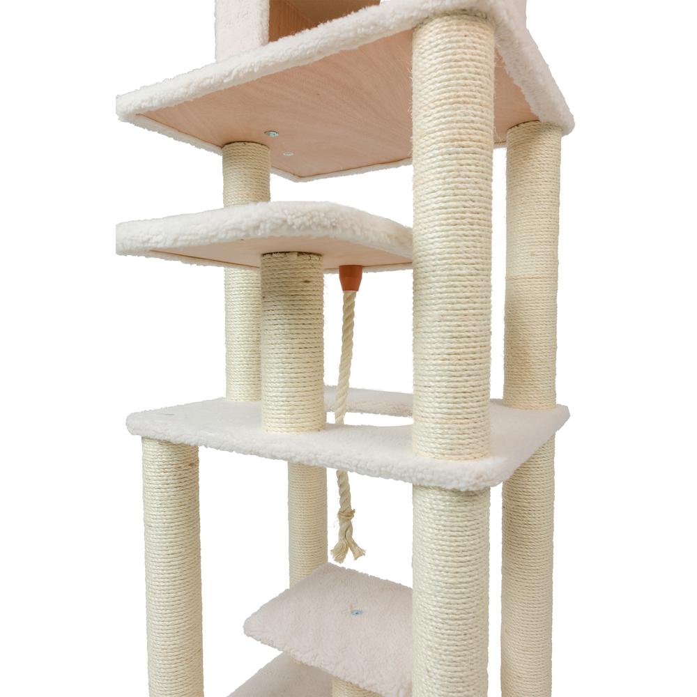 Armarkat B7801 Classic Real Wood Cat Tree In Ivory, Jackson Galaxy Approved, Six Levels With Playhouse and Rope SwIng. Picture 12