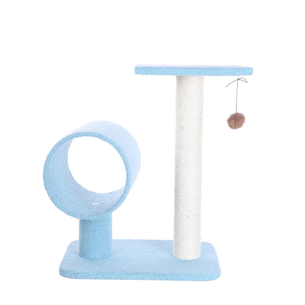 Armarkat Sky Blue 25" Real Wood Cat Tree With Scratcher And Tunnel for Privacy And Hiding, B2501. Picture 9