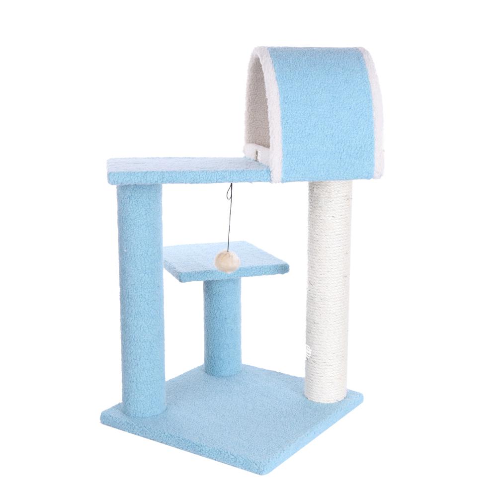 Armarkat Sky Blue 29" Real Wood Cat Tree With Scratcher And Tunnel For Squeeze, Snoozing And Hiding, B2903. Picture 6