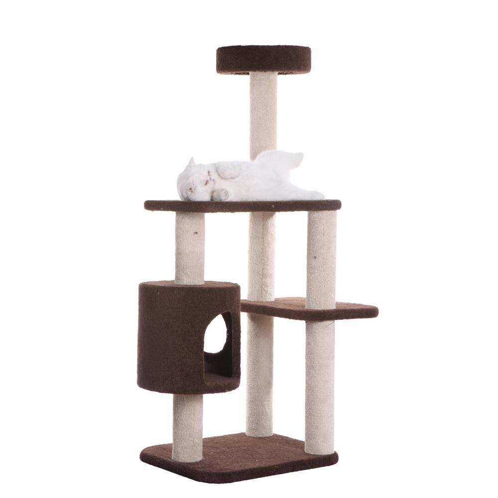 Armarkat 3-Level Carpeted Real Wood Cat Tree Condo F5502, Kitten Play House, Brown. Picture 10