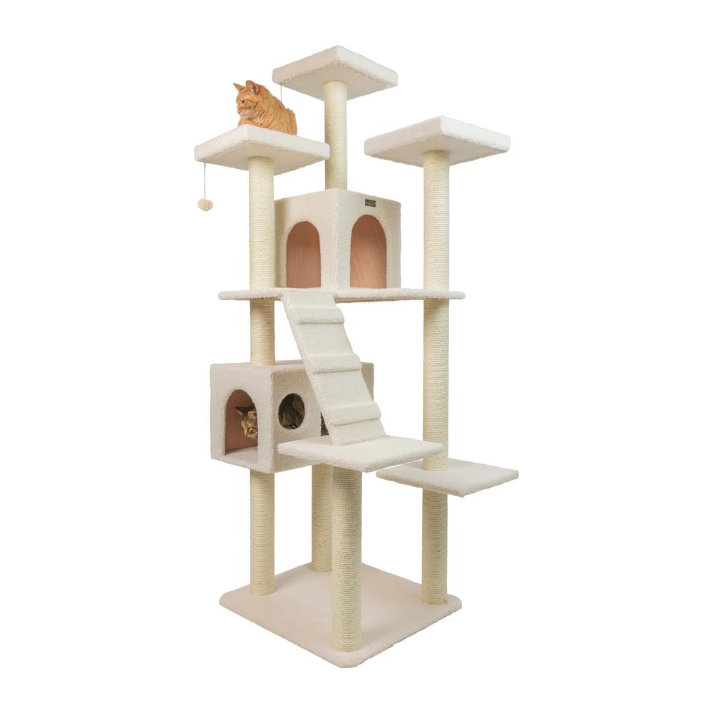 Armarkat B7701 Classic Real Wood Cat Tree In Ivory, Jackson Galaxy Approved, Multi Levels With Ramp, Three Perches, Two Condos. Picture 11