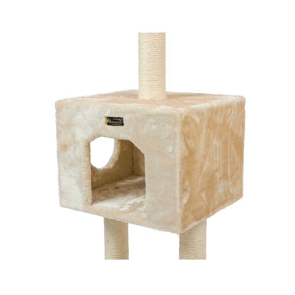 ArmarkatReal Wood Cat Tree With Condo And Scratch Post 42 Height Beige A4201. Picture 8