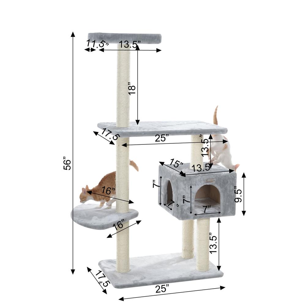 GleePet  GP78560322 57-Inch Real Wood Cat Tree In Silver Gray With Condo And Perch. Picture 10