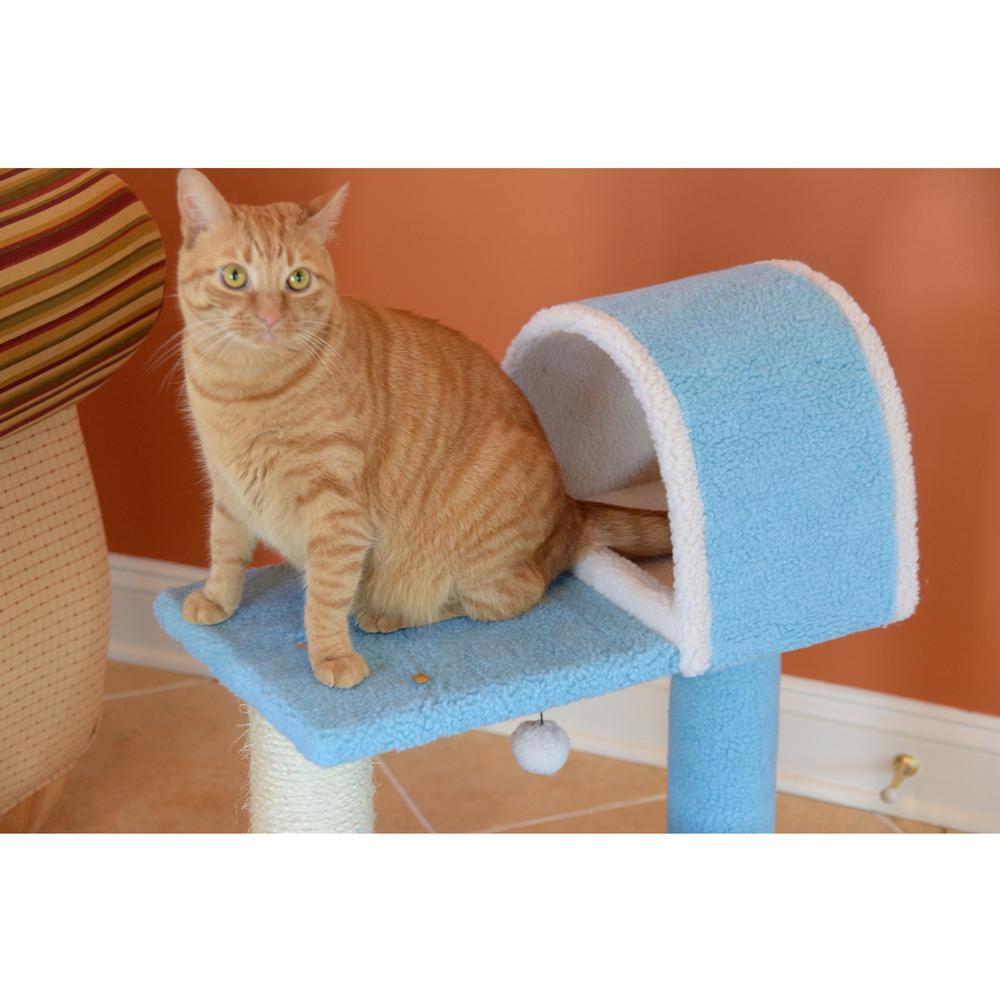 Armarkat Sky Blue 29" Real Wood Cat Tree With Scratcher And Tunnel For Squeeze, Snoozing And Hiding, B2903. Picture 8