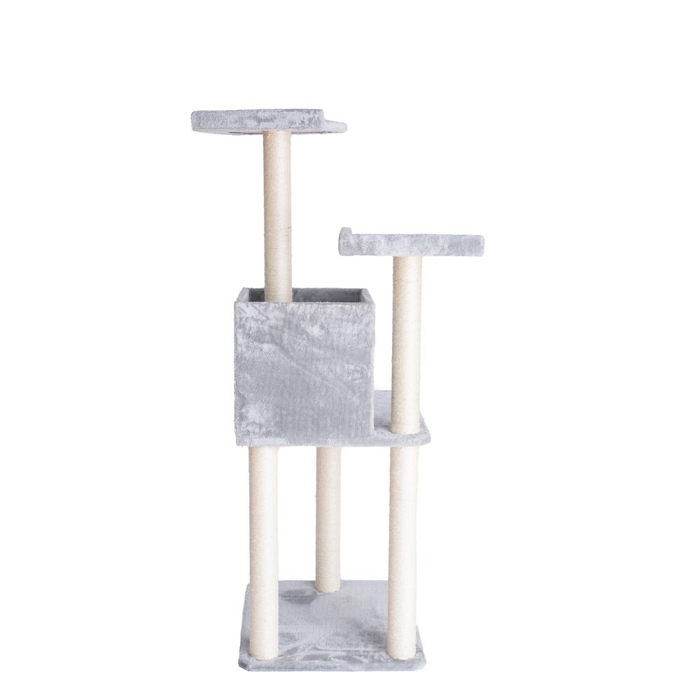 GleePet GP78571022 57-Inch Real Wood Cat Tree In Silver Gray With Two-Door Condo. Picture 11
