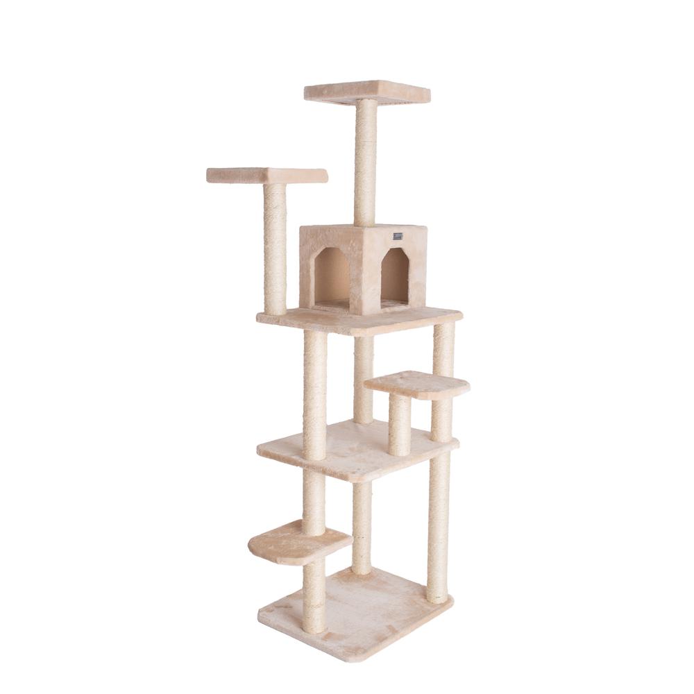 GleePet GP78740821 74-Inch Real Wood Cat Tree With Seven Levels, Beige. Picture 11