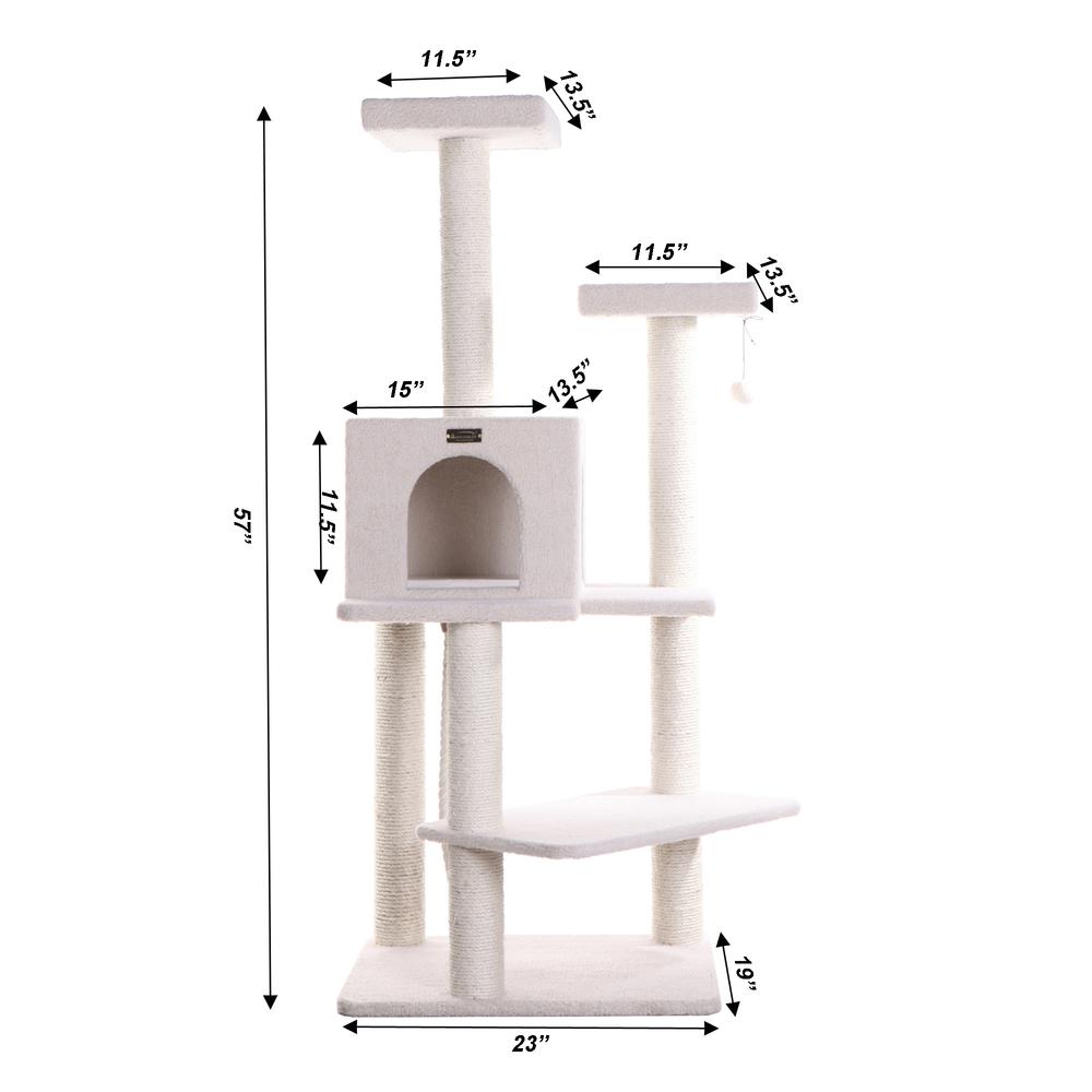 Armarkat Ivory 57" High Real Wood Cat Tree, Fleece Covered Cat Climber, B5701. Picture 8