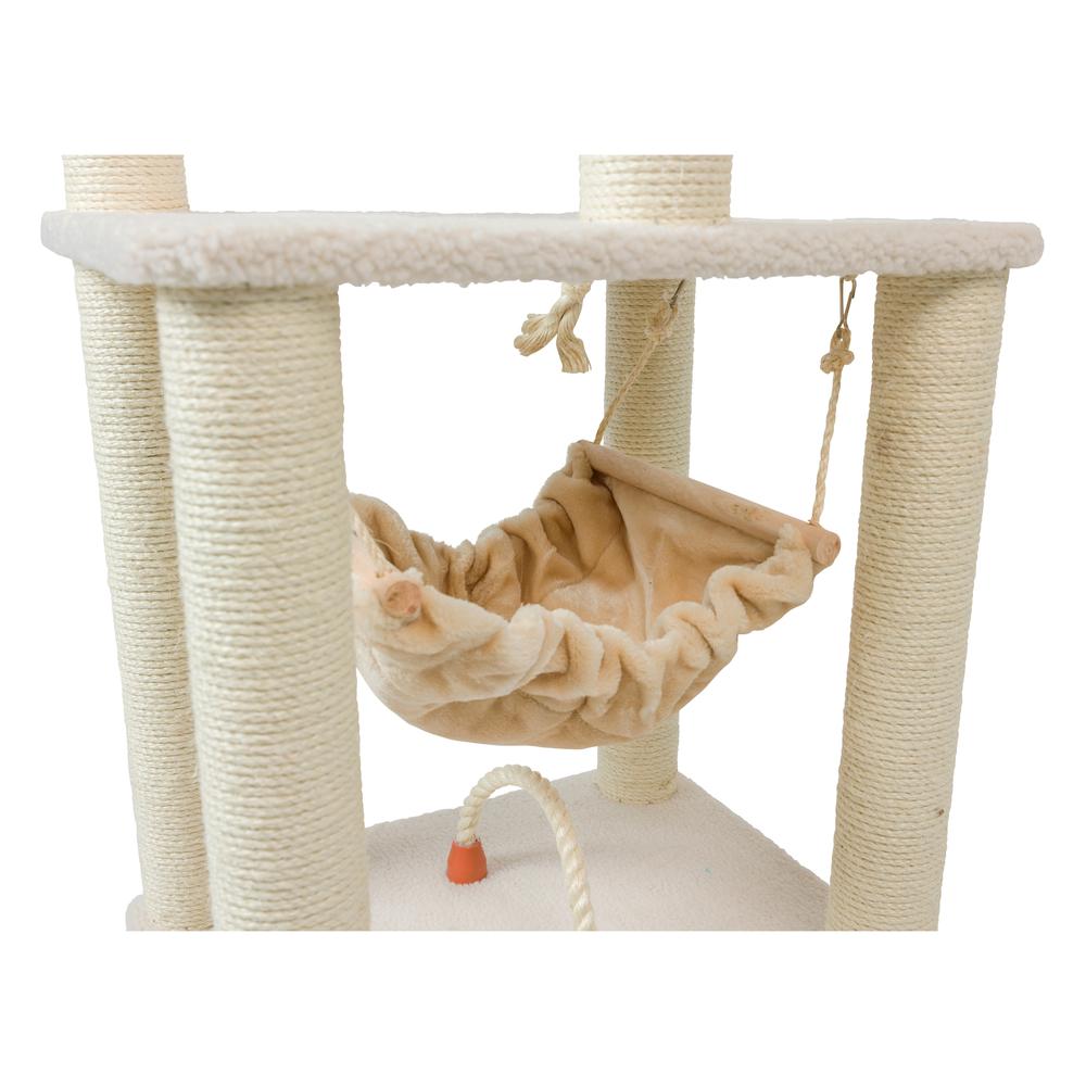 Armarkat B7301 Classic Real Wood Cat Tree In Ivory, Jackson Galaxy Approved, Four Levels With Rope SwIng, Hammock, Condo, and Perch. Picture 9