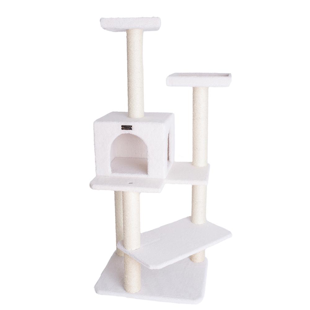Armarkat Ivory 57" High Real Wood Cat Tree, Fleece Covered Cat Climber, B5701. Picture 3