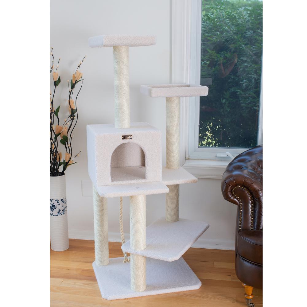 Armarkat Ivory 57" High Real Wood Cat Tree, Fleece Covered Cat Climber, B5701. Picture 4