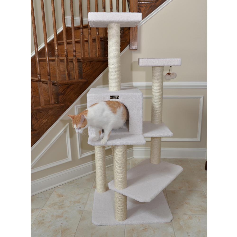 Armarkat Ivory 57" High Real Wood Cat Tree, Fleece Covered Cat Climber, B5701. Picture 6