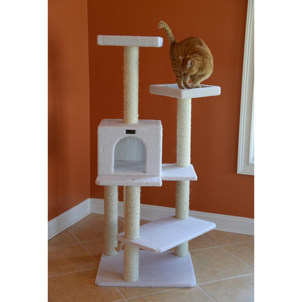 Armarkat Ivory 57" High Real Wood Cat Tree, Fleece Covered Cat Climber, B5701. Picture 7