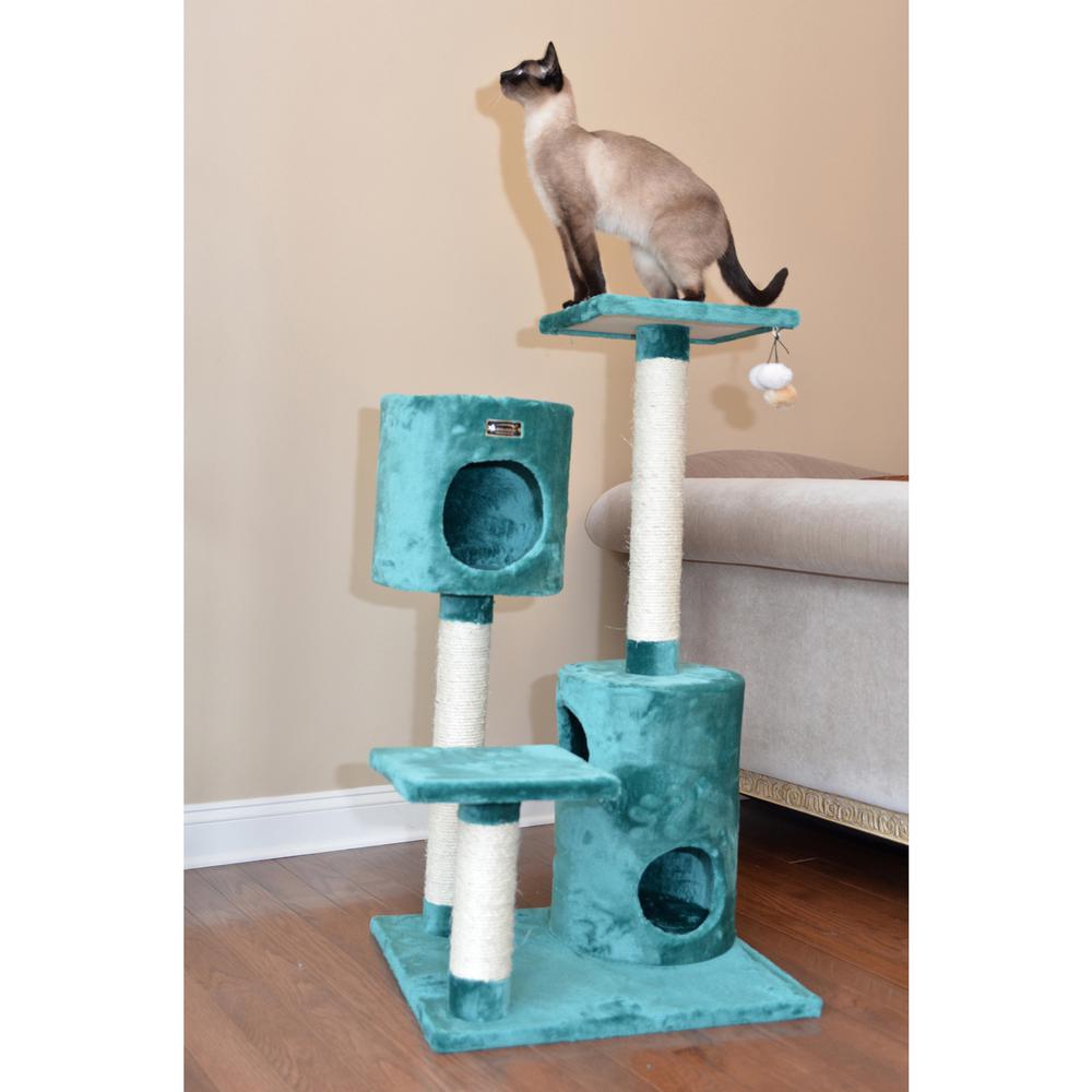 Armarkat Real Wood Cat Tree Condo House With 2 Private Condos 43" Green A4301. Picture 2