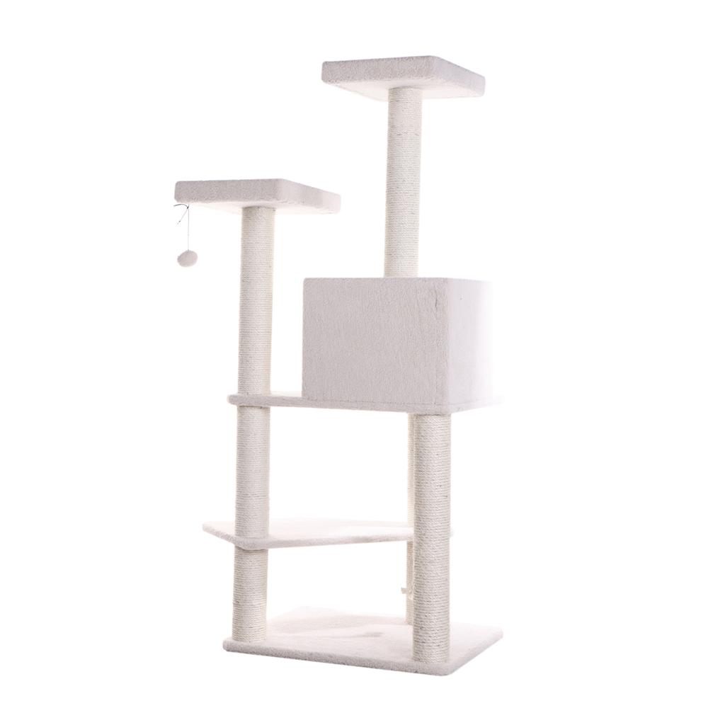 Armarkat Ivory 57" High Real Wood Cat Tree, Fleece Covered Cat Climber, B5701. Picture 2