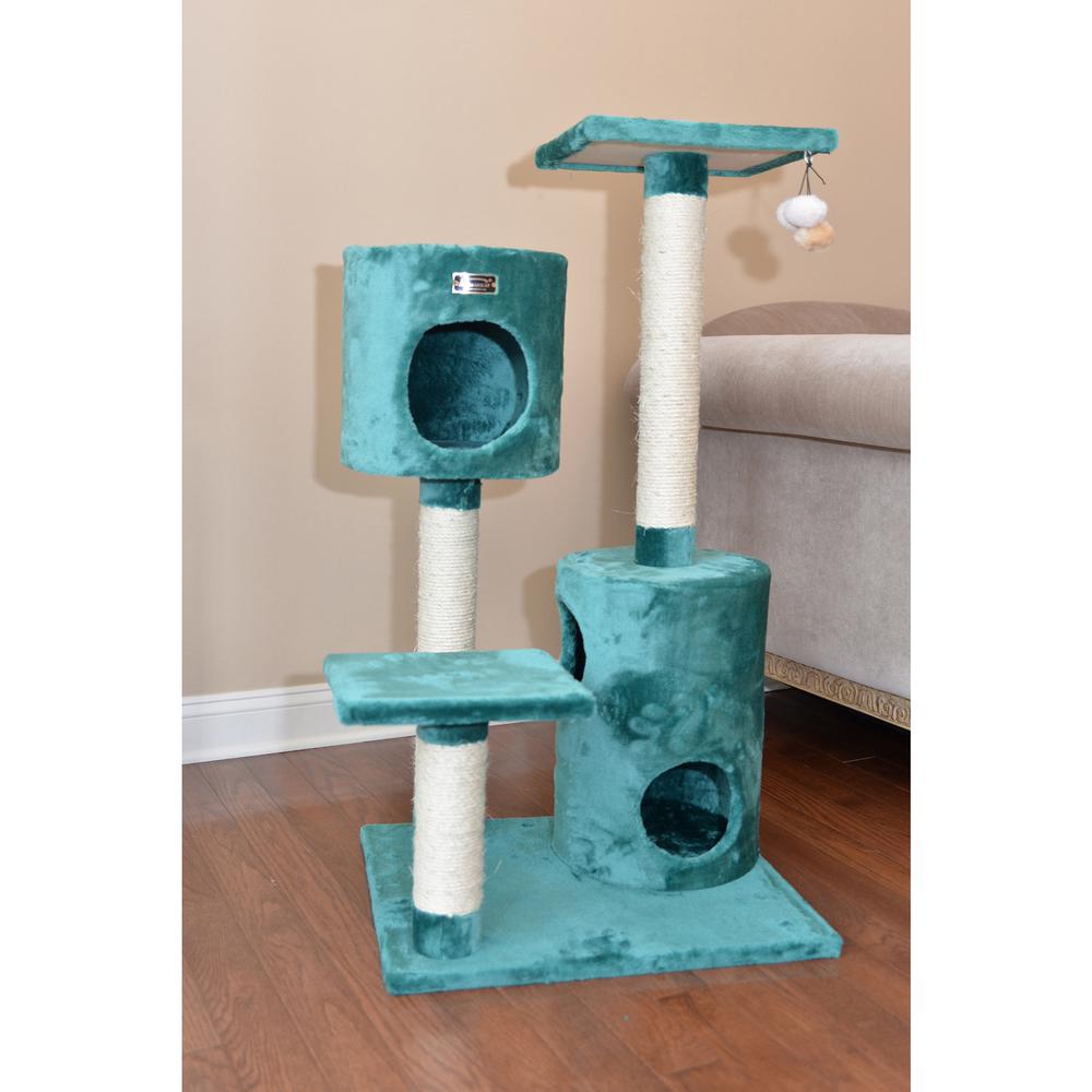 Armarkat Real Wood Cat Tree Condo House With 2 Private Condos 43" Green A4301. Picture 3