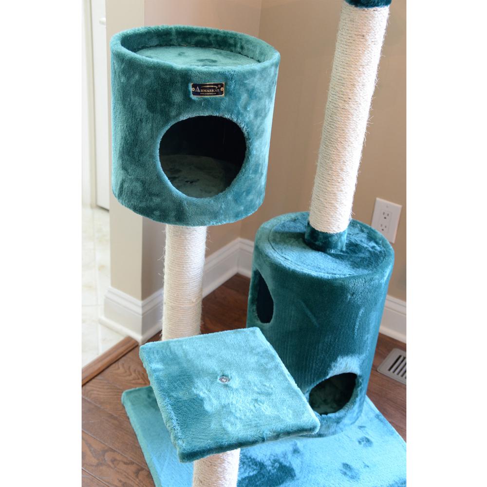 Armarkat Real Wood Cat Tree Condo House With 2 Private Condos 43" Green A4301. Picture 4