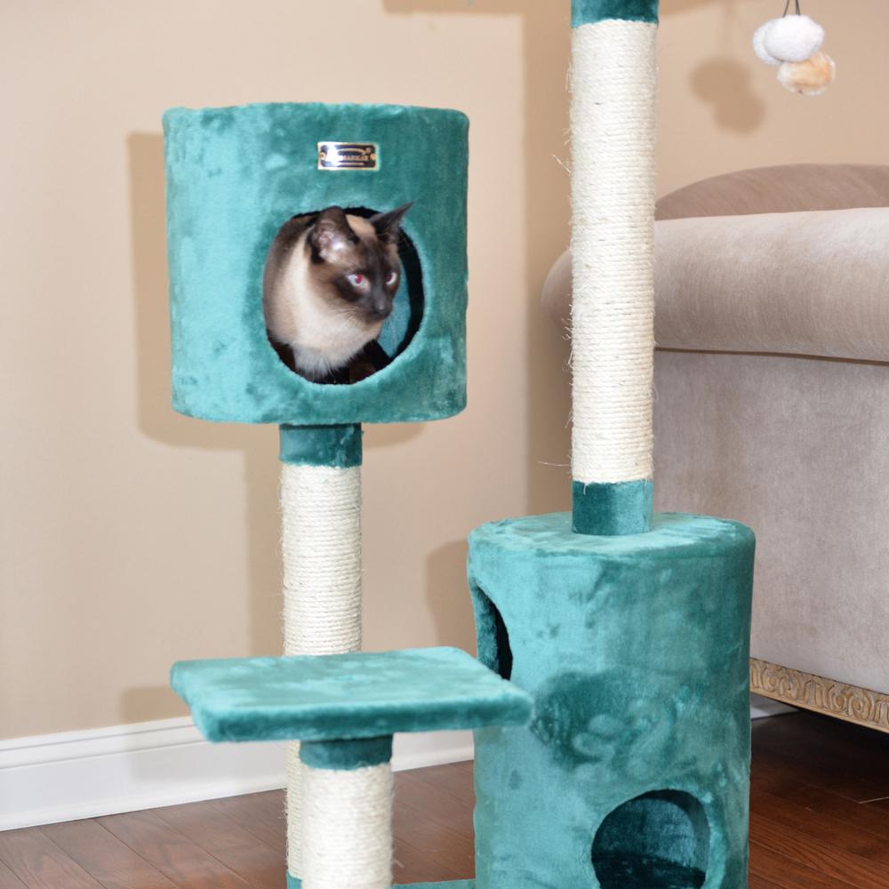 Armarkat Real Wood Cat Tree Condo House With 2 Private Condos 43" Green A4301. Picture 5