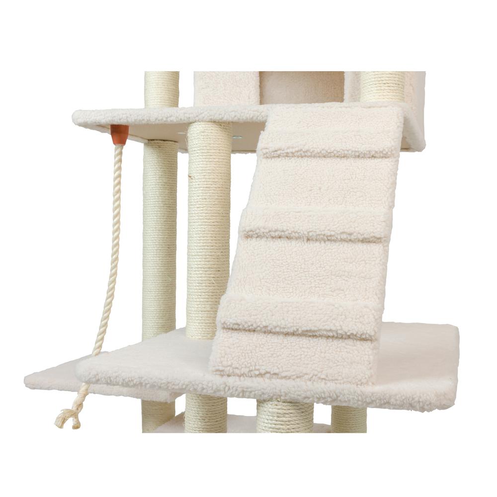 Armarkat B8201 Classic Real Wood Cat Tree In Ivory, Jackson Galaxy Approved, Multi Levels With Ramp, Three Perches, Rope Swing, Two Condos. Picture 12