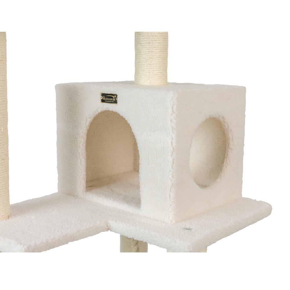Armarkat B7301 Classic Real Wood Cat Tree In Ivory, Jackson Galaxy Approved, Four Levels With Rope SwIng, Hammock, Condo, and Perch. Picture 8